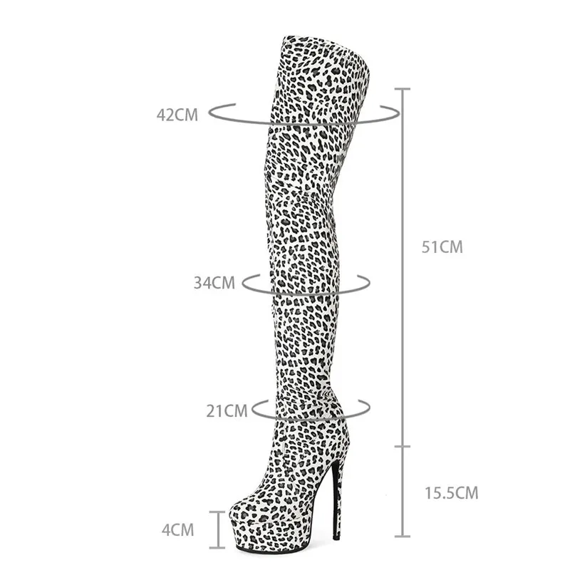 

Mstacchi Leopard Platform Thin Heels Women Over-the-knee Boots Side Zipper New Design Leisure Fashion Madam Shoes Femmes Bottes