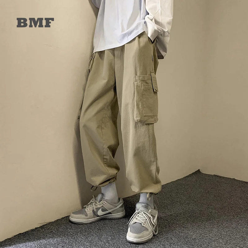 

Korean Style Loose Straight Cargo Pants 2021 Hip Hop Couple Casual Trousers Harajuku Joggers Men Clothing Streetwear Male