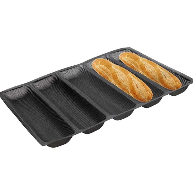 

Baguett e Tray 5 Loaf Silicone Bread Mold Non-Stick Hot Dog Bread Mold Liners