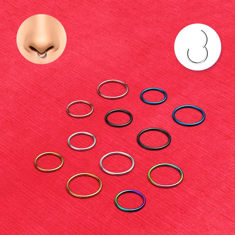 

Channel Nose Ring Gold Faux Hoop Personalized Stainless Steel Nose Ring Hoop Seamless Body Jewelry Perforated Lip Wholesale