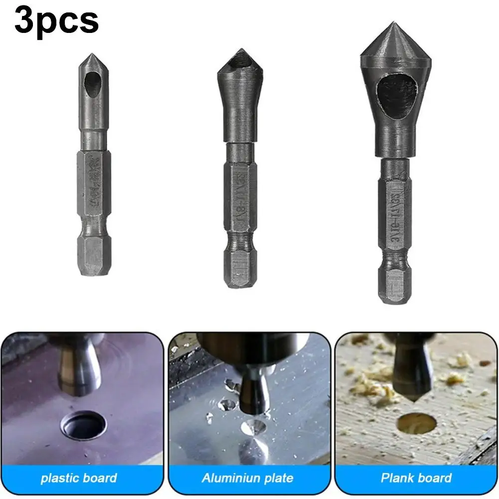 Набор зенкеров для дрели 3 шт. 90 градусов 1/4 дюйма|Детали инструментов| |