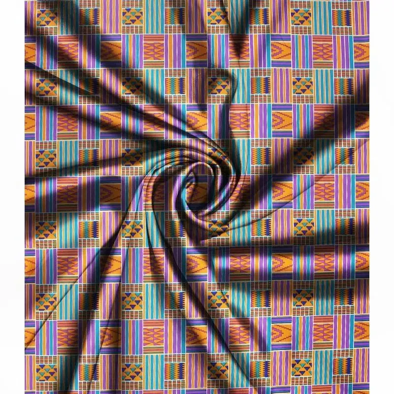 Нигерия Гана Kente шелковая ткань цифровая печать Анкара африканский восковой узор