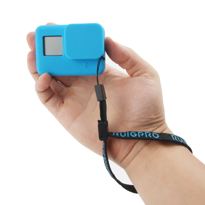 Силиконовый защитный чехол для GoPro Hero 7 6 5 черный с рамкой и ремешком аксессуар Go pro