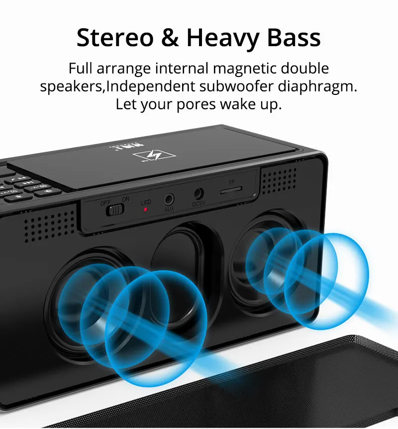 Беспроводной Bluetooth динамик с будильником стерео портативный беспроводной сабвуфер микрофон TF радио s