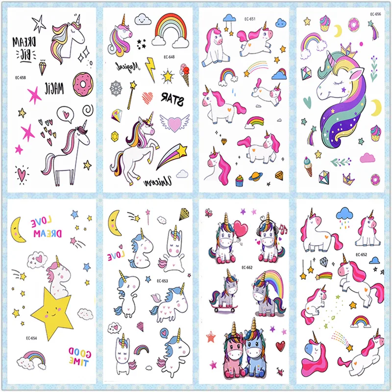 

3Pcs Rainbow Unicorn Tattoo Sticker Kids Birthday Party Decorations Unicorn Stickers Temporary Tattoos Unicorn Party Supplies