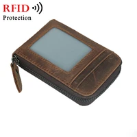 rfid real crazy horse leather case for bank vise cards vintage cowhide business men id name card holder women cards protectors