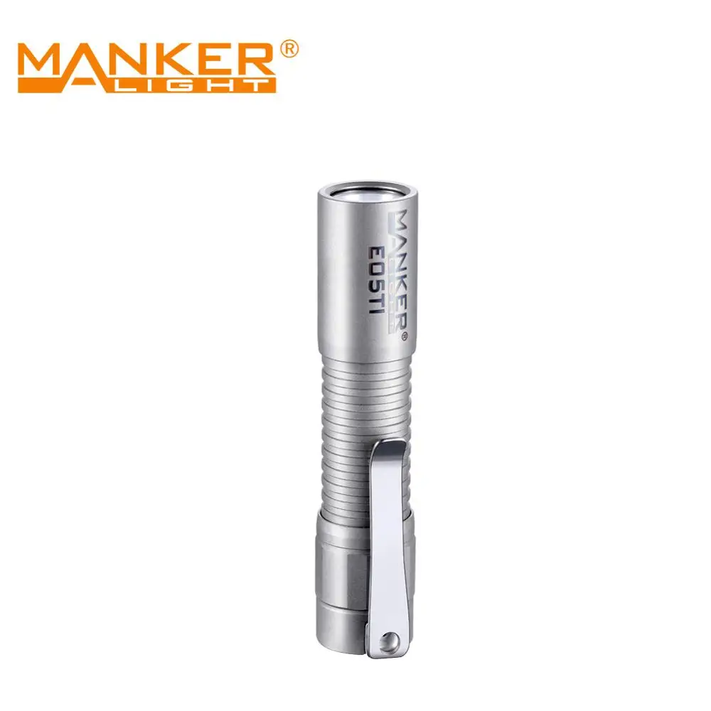 Manker E05 Ti Titanium Flashlight 400 Lumens Pocket AA / 14500 With NM1 LED Stainless Steel Deep Carry Clip | Лампы и освещение