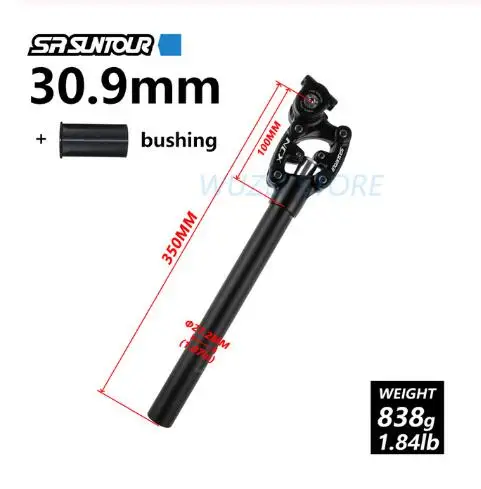 SR SUNTOUR 30.9mm SR SUNTOUR Велосипедное Сиденье Велосипеда NCX путешествия Подседельный штырь для горного велосипеда, 350 мм/400 мм* 27,2/28,6/30,0/30,1/30,4/30,8/31,6/33,9 мм трубки - Цвет: SR SUNTOUR 30.9mm