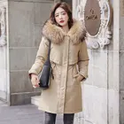 2022 новая хлопковая парка с подкладкой Parker, модная зимняя куртка с регулируемой талией и меховым воротником, Женская парка средней длины с капюшоном, пальто