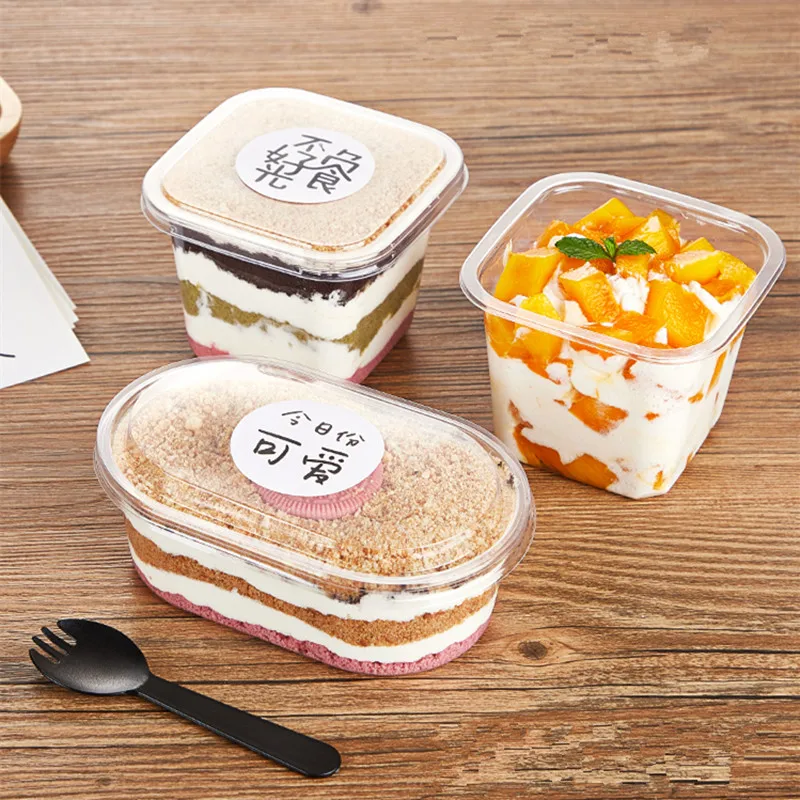 

Одноразовая десертная чашка, 50 шт., чашка для мороженого, 350 мл, 400 мл, пластиковая упаковка для домашних животных, чашка для фруктов, салатов, ...