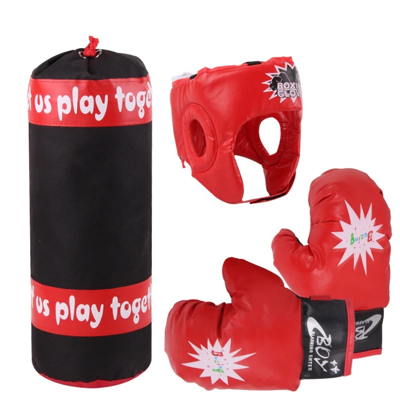 

Детские боксерские перчатки, шлем с ручной мишенью, боксерская груша, набор для детей, для фитнеса, для мальчиков, спарринга
