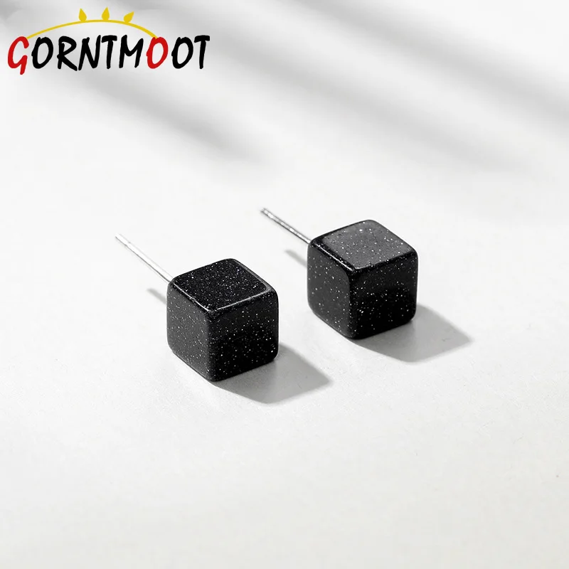 Роскошные черные серьги с цирконием кубической огранки из стерлингового серебра