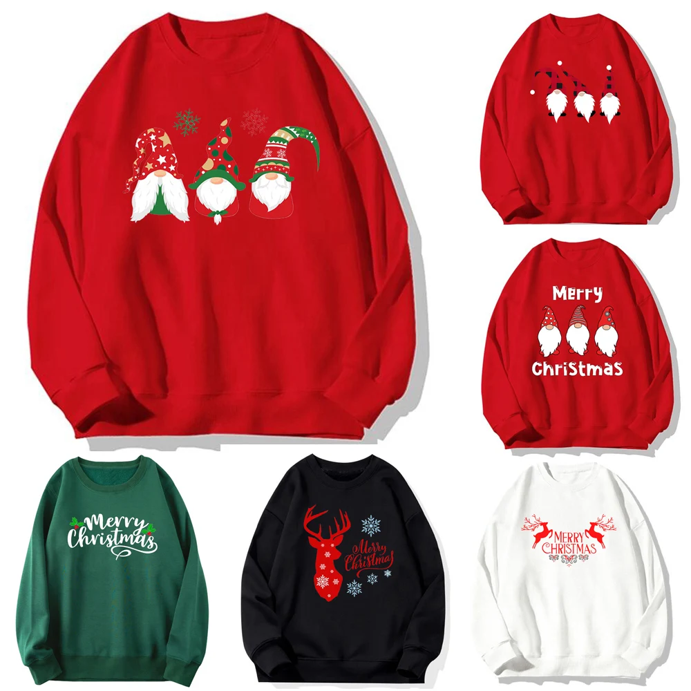 

Merry Christmas Jumper O-neck Casual Hoody Winter Warm Sweatshirt Holiday Gift for Male/Female Happy New Year Couple Clothes y2k