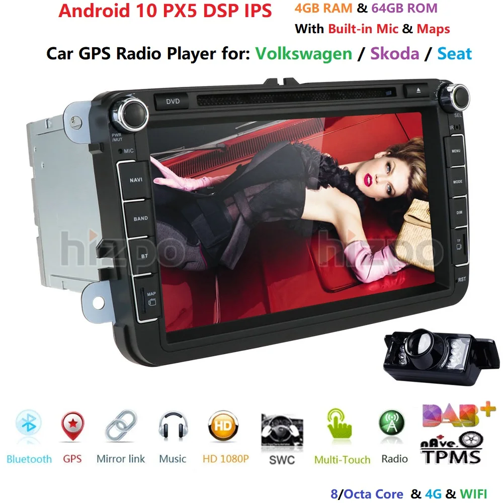 Android 9 0 8 дюймовый dvd плеер для VW/Volkswagen/POLO/PASSAT/Golf/TOURAN/SHARAN 8OctaCore Wifi 4G USB GPS навигация