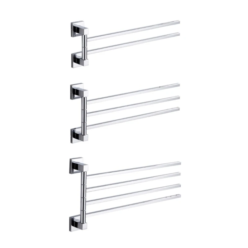 

2/3/4 Wall Mounted Towel Bar Rotating Swivel Stainless Steel Space Saving Storage Racks for Bathroom Bedroom Kitchen