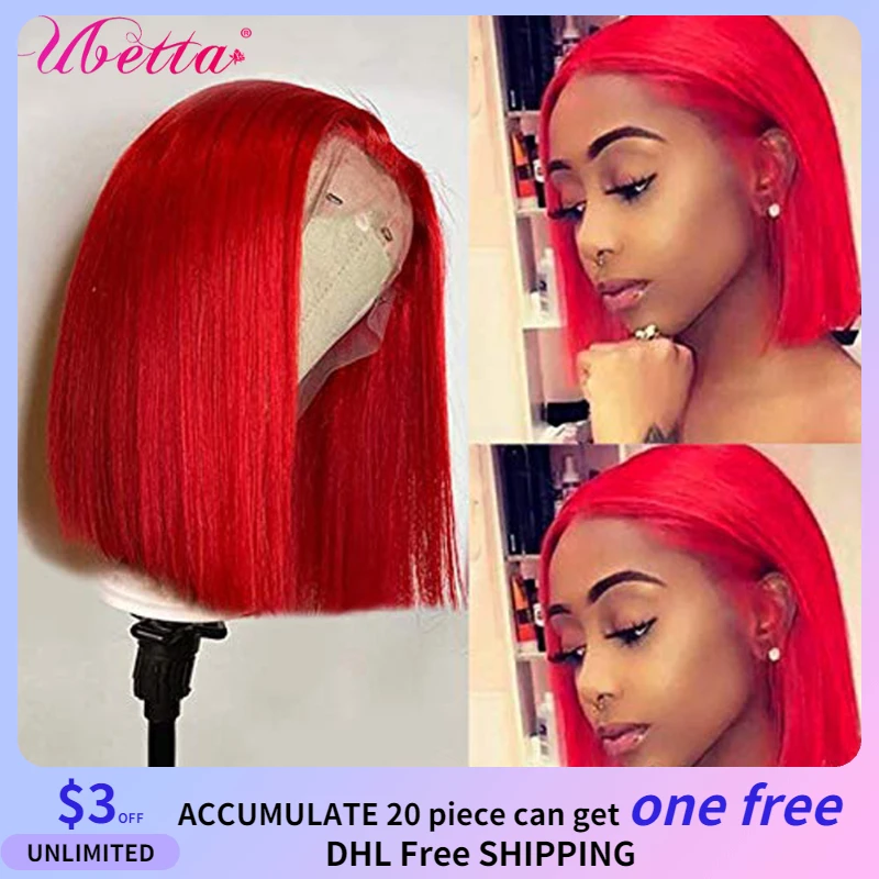 

Короткие парики Red Bob, парики из человеческих волос на сетке спереди, предварительно выщипанные 13x 4, парики на сетке спереди al Bob, свободный ст...