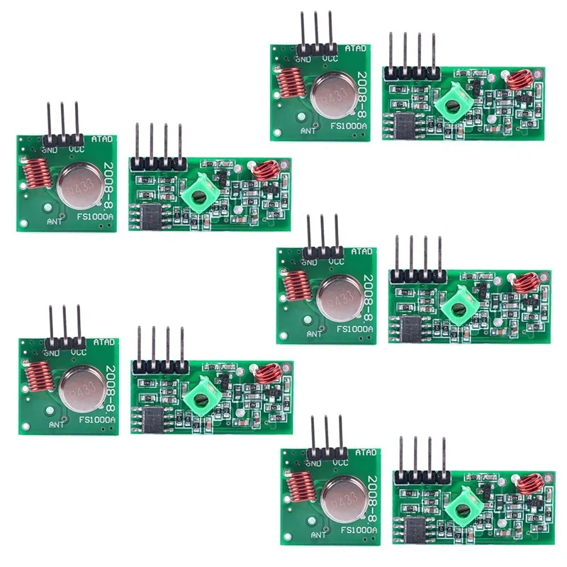 

5 Sets 433M Transmitter + Receiver Kit High Frequency Super Regenerative Transceiver Module For Burglar Alarm