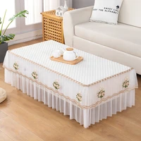 cotton white rectangular tablecloth lace coffee table dust with embroidery tv cabinet double layer all inclusive table cloth