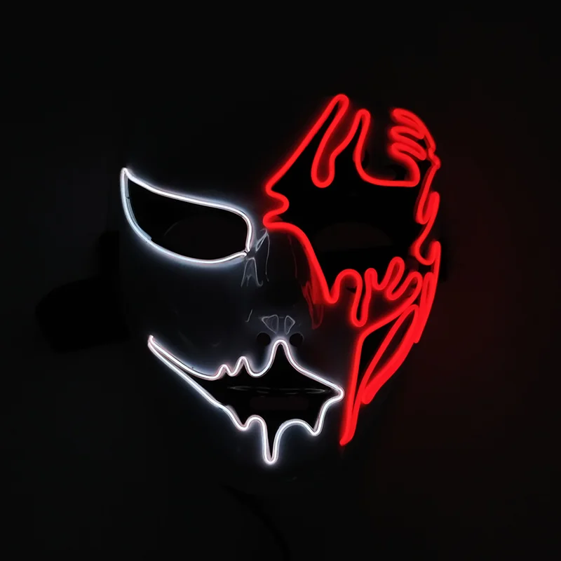 

Halloween Horror EL Wire Anime Mask Cosplay Phantom Glow Party Supplies Luminous Led Disguised Mask Neon Light Scary Mascara