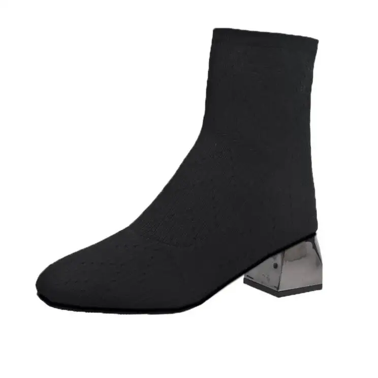 Носки ботинки женская обувь женские Модные ботильоны новинка 2019 Осенние тонкие