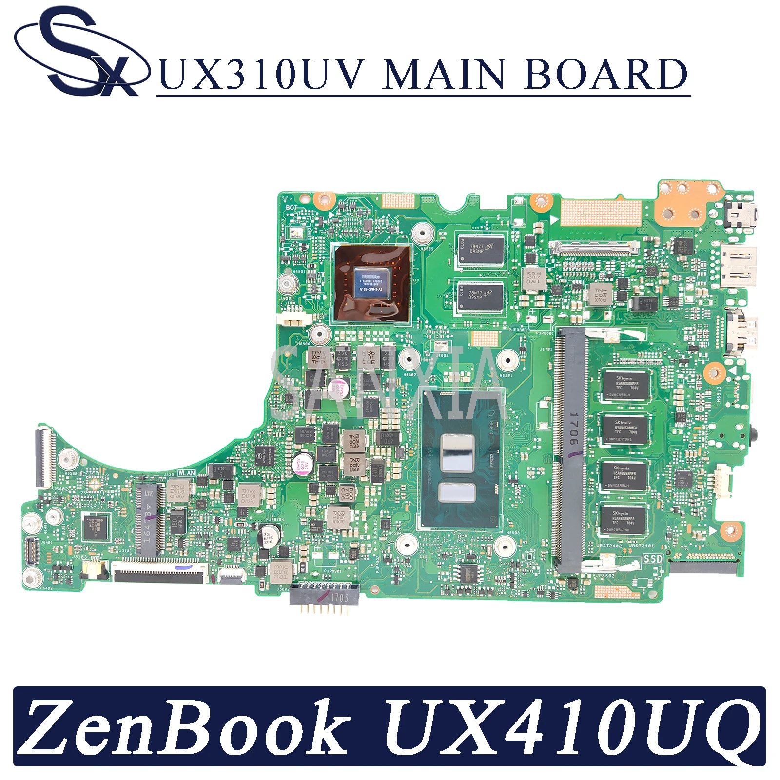 kefu ux310uv laptop motherboard for asus zenbook ux410uq 14 inch ux410u ux310u original mainboard 8gb ram i5 6200u gt940mx 2gb free global shipping