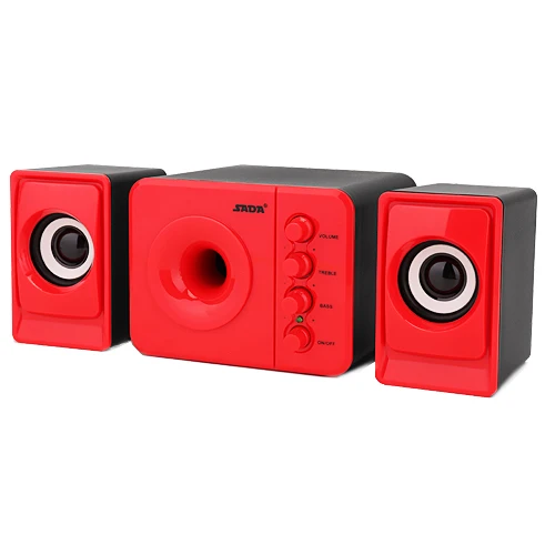 Black-Red SADA D-205, новинка, полный спектр, 3D стерео сабвуфер, басов, ПК, динамик, портативный, музыка, DJ, USB, компьютерные колонки для ноутбука, телевизора - Цвет: Black-Red