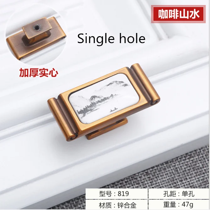Single hole 3,75 ''5'' деревенские кухонные ручки рукоятки в античном стиле бронзовые керамические цветочные нажимные дверные ручки шкафа тянет ручка комода Аппаратные средства - Цвет: Single hole