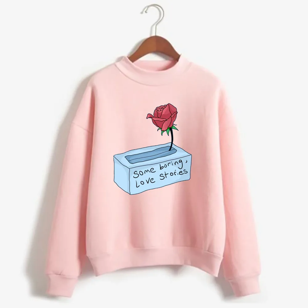 Powfu Singer Print Round Neck Sweatshirt Long Sleeve Soft Sweater for Women