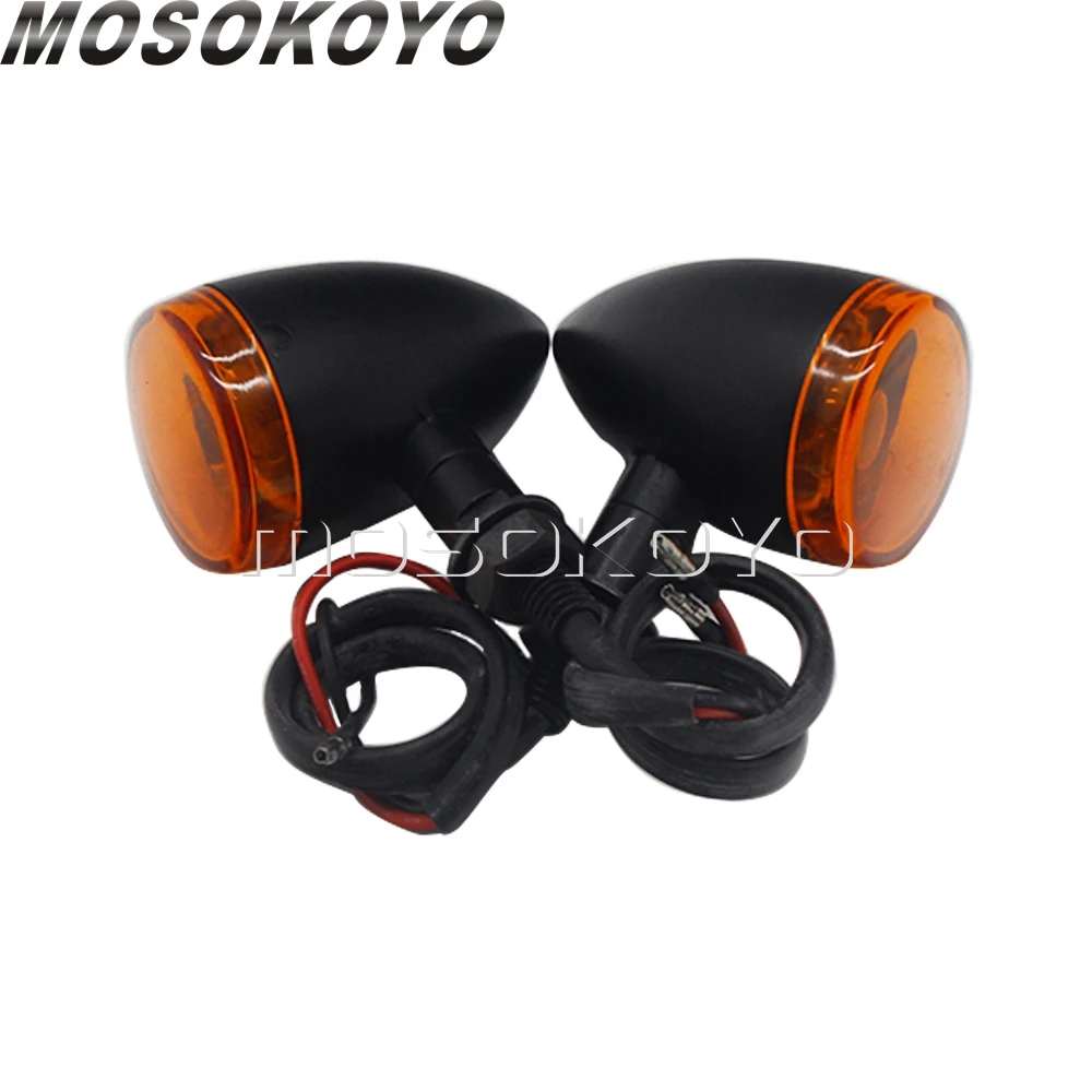 Black Motorcycle Retro Bullet Amber Turn Signals Indicators Light for Harley Sportster Yamaha Kawasaki Cafe Racer Bobber Cruiser |