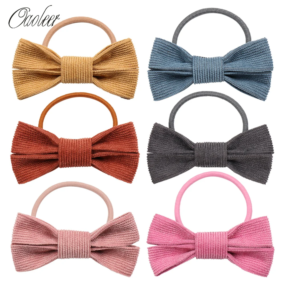 6 шт./лот резинки для волос маленьких девочек однотонные вельветовые Галстуки с