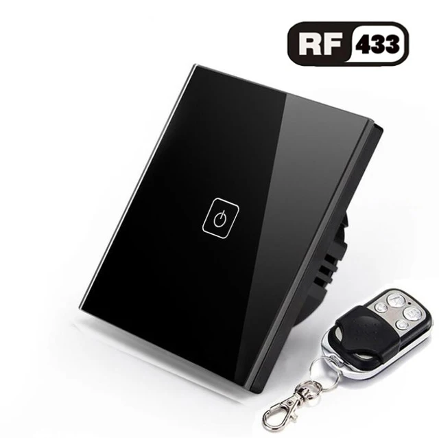 1gang Switch with RC ЕС/Великобритания стандарт 1 2 3 банды 220 В беспроводной пульт дистанционного управления светильник, RF433 дистанционный сенсорный настенный выключатель для умного дома - Цвет: 1gang Switch with RC