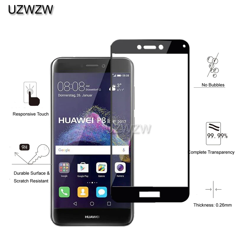 Закаленное стекло для Huawei P8 lite 2017 / P9 5 2 Дюймов Полное Покрытие 2.5D защитное