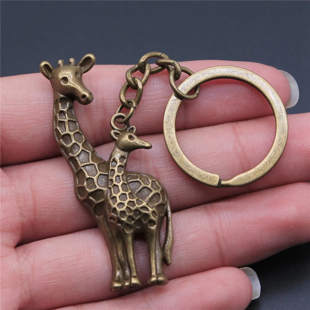 

Брелок с оленем и жирафом, модный брелок для ключей для женщин, цепочка для ключей, кольцо, 1 штука