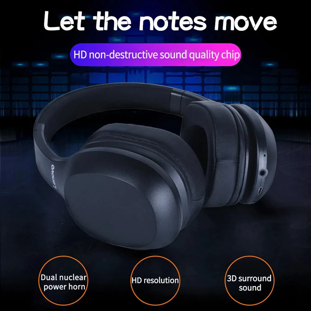 

Lenovo HD100 Wireless Headset Bluetooth-compatible 5.0 Multi-Mode Noise Cancelling Over Ear Stereo Headphones with Microphone