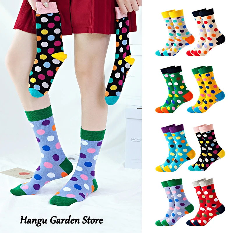 

1 pair Men's Fashion Business Happy Cotton Socks Street Fashion Skateboard Harajuku Colorful Dot Trend Socks Give Men a Gift