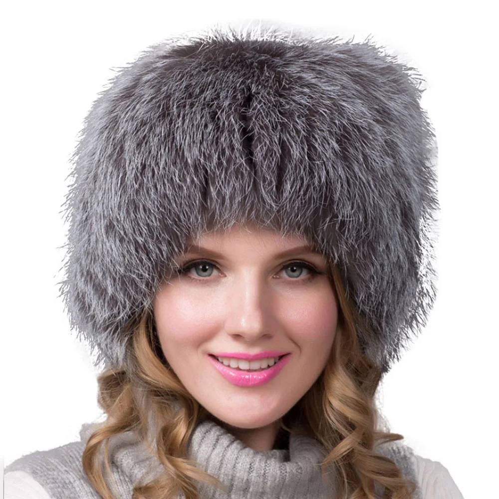 Custom Fluffy Womens Hat Winter Warm Furry Casual Women Caps Fashion Cute Double Pom Pom Natural Real Fox Fur Hats