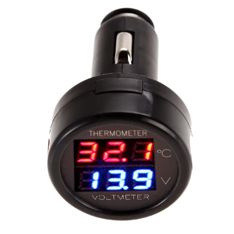 2 в 1 Автомобильный вольтметр 12 в 24 В Автомобильный светодиодный цифровой вольтметр датчик термометр USB зарядное устройство измеритель напряжения автомобильный прикуриватель