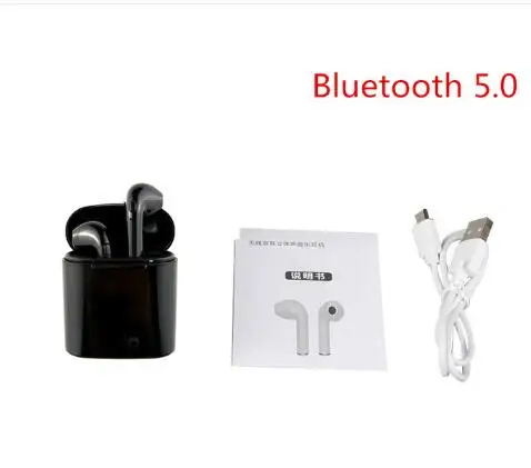 I7s TWS Беспроводные Bluetooth мини гарнитуры наушники 5,0 наушники с микрофоном для Iphone samsung S6 S8+ Xiaomi huawei LG ios телефонов - Цвет: charge box black5.0