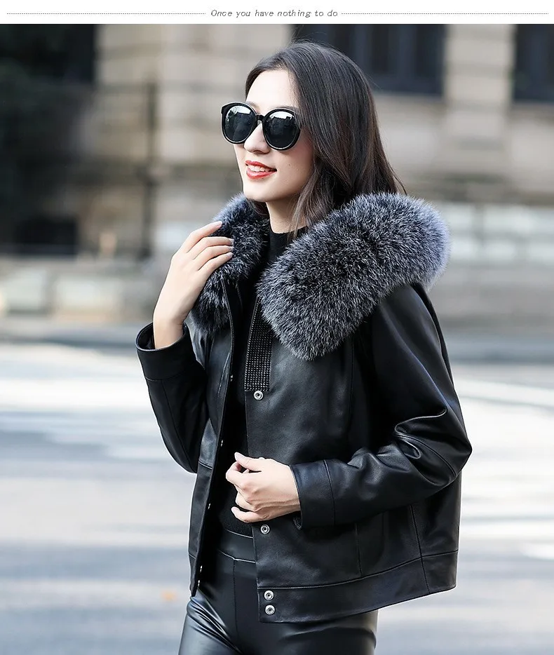 Модная куртка из натуральной кожи с капюшоном свободные пальто овчины Женская