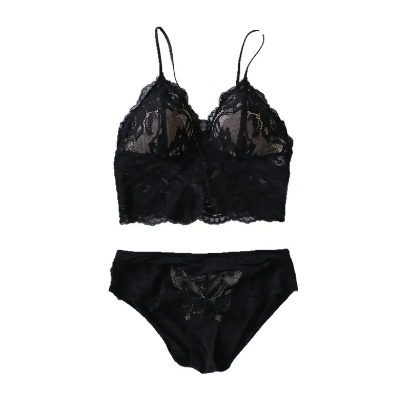 Комплект женского кружевного нижнего белья с чашками пуш-ап и трусиками | Женская