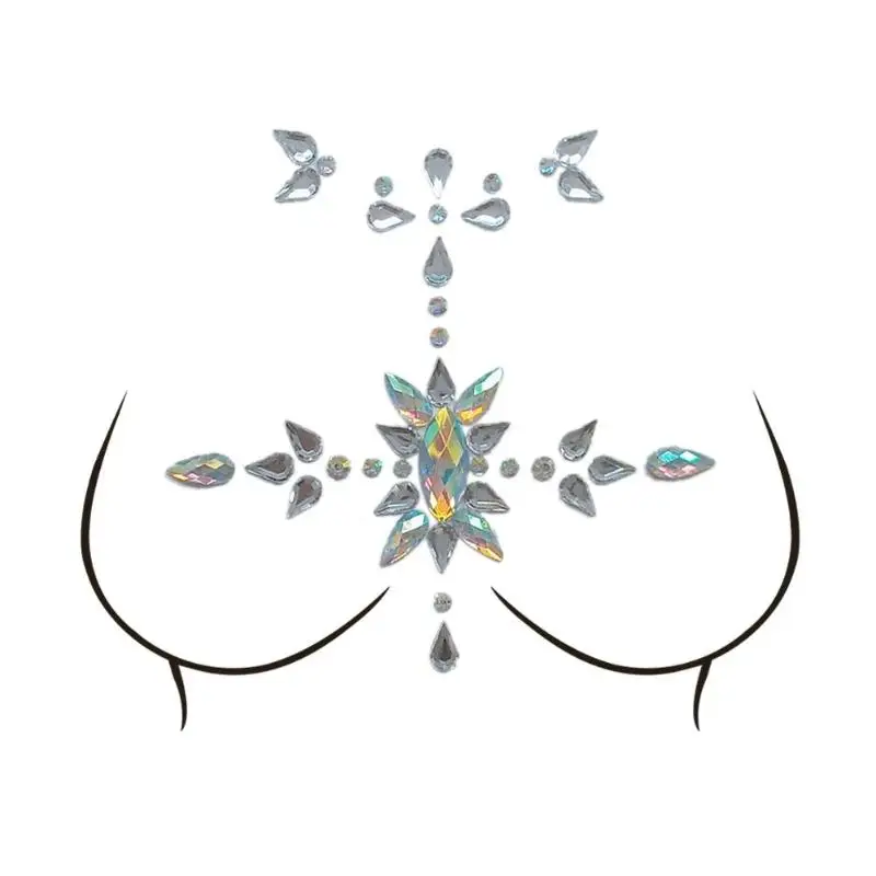 Грудь и камнями кластера временные самоклеющиеся тату Diamond Стикеры|Временные