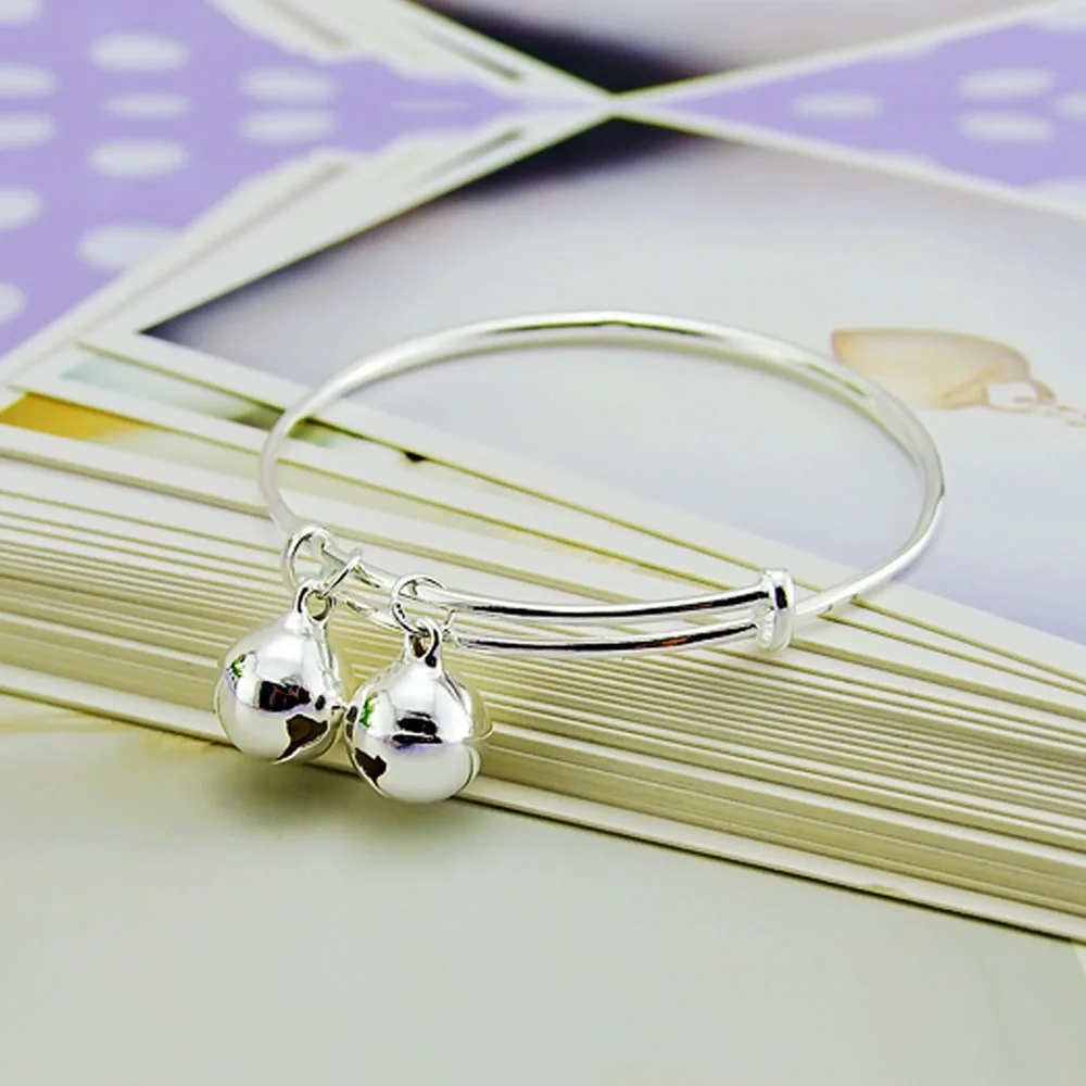 925 Sterling Silver Bracelet Female Simple Bell Pendant Design Solid Women's Popular Hewelry Birthday Gift | Украшения и