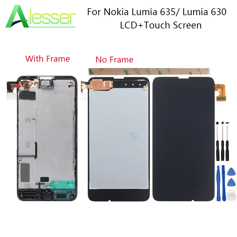 Alesser для Nokia Lumia 635 ЖК-дисплей и сенсорный экран дигитайзер сборка Замена 630 + рамка