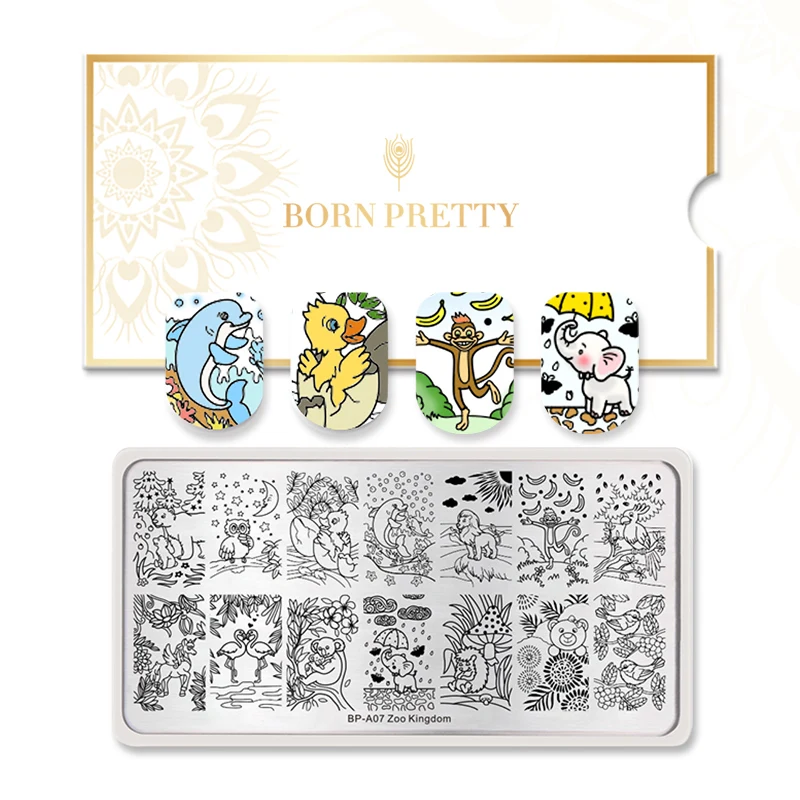 BORN PRETTY ногтей штамповки пластины 12*6 см Животные цветок растения шаблон дизайн ногтей штамп шаблон Лето нержавеющая сталь пластины