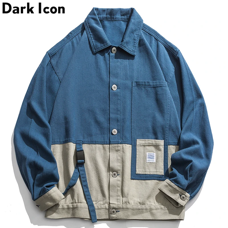 Мужская куртка в стиле пэчворк с темными иконами пальто осень 2019 мужская уличная