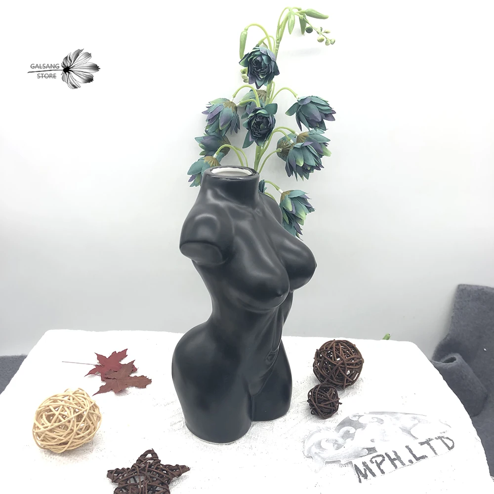 flowe pot creative home decor side face figure vase decorative crafts home display unglazed white northern european style free global shipping