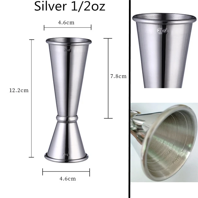 Silver 30ml-60ml Измерительный стаканчик инструменты барный измерительный шейкер для коктейля японский дизайн двойной дух измерительный стакан бармена барный инструмент - Цвет: Silver 30ml-60ml