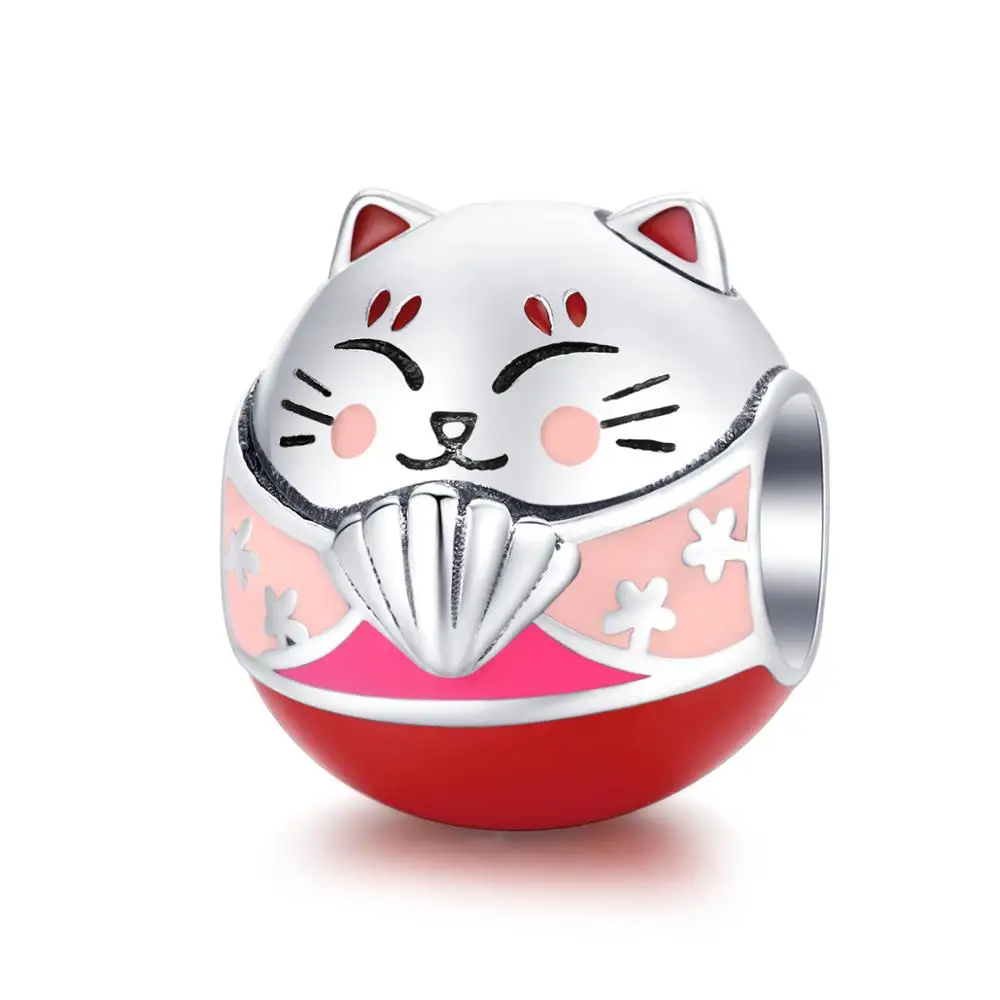 Fit Pandora браслет серебро 925 CZ Лебедь петух бусины S925 Красная эмаль деньги кот Ленивец украшения в виде слонов для изготовления ювелирных изделий