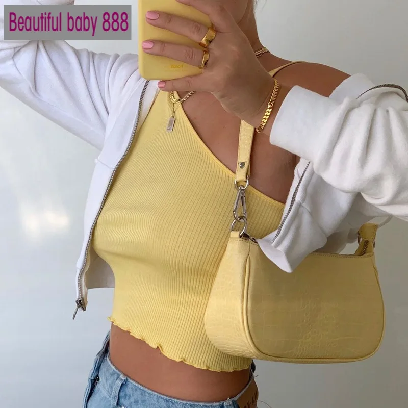 

Meqeiss 2020 New One Shoulder Ruffles Fashion Summer Crop Tops Slim Sexy Backless Tanks Top Tee Shirts Cropped Solid Streetwear