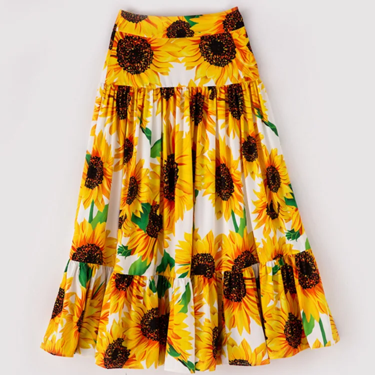 Fashion women's brand new high quality loose Shirts+floral print skirts two piece set 2019 Autumn women skirt suit B014 |